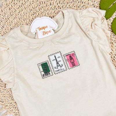 Conj. Blusa Paris e Short em Moletinho - Areia e Verde